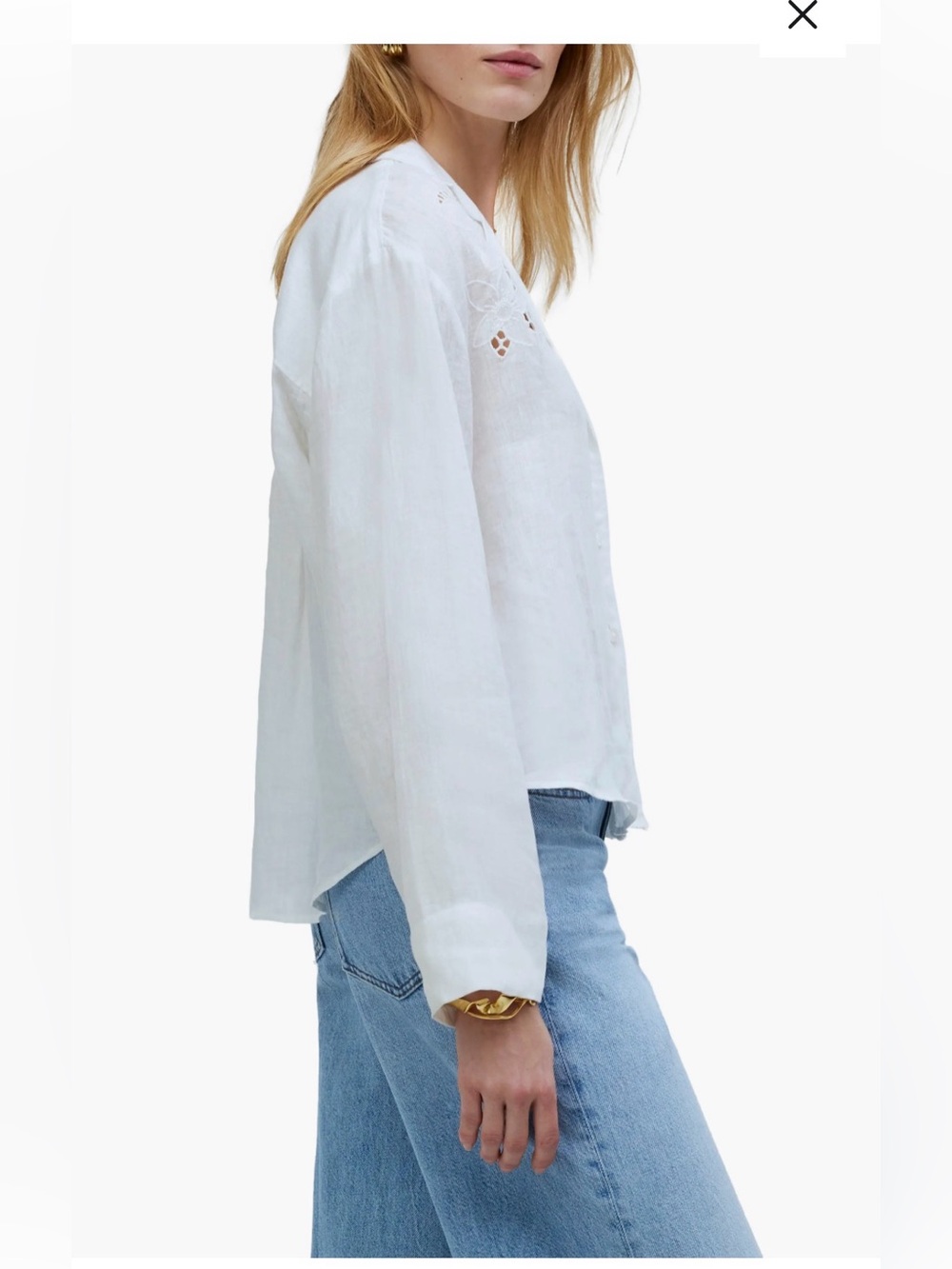 Madewell XS Linen Resort Top Button-Up Shirt in White - Picture 3 of 10